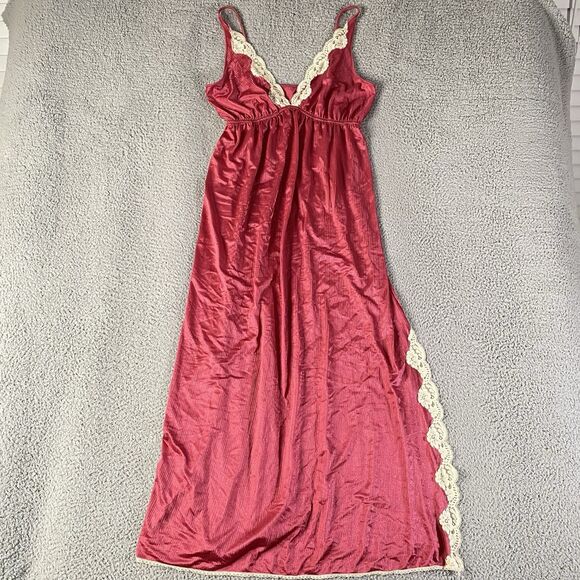Vintage JC Penny Nightgown Women Large Pink Long Dress Lace Babydoll Coquette - Picture 1 of 11